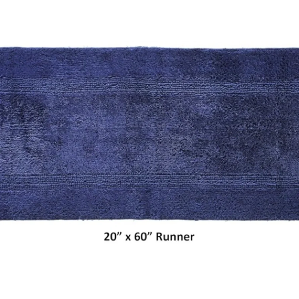 Navy Blue Bath Mat Runner 20” x 60” New reversible machine washable
